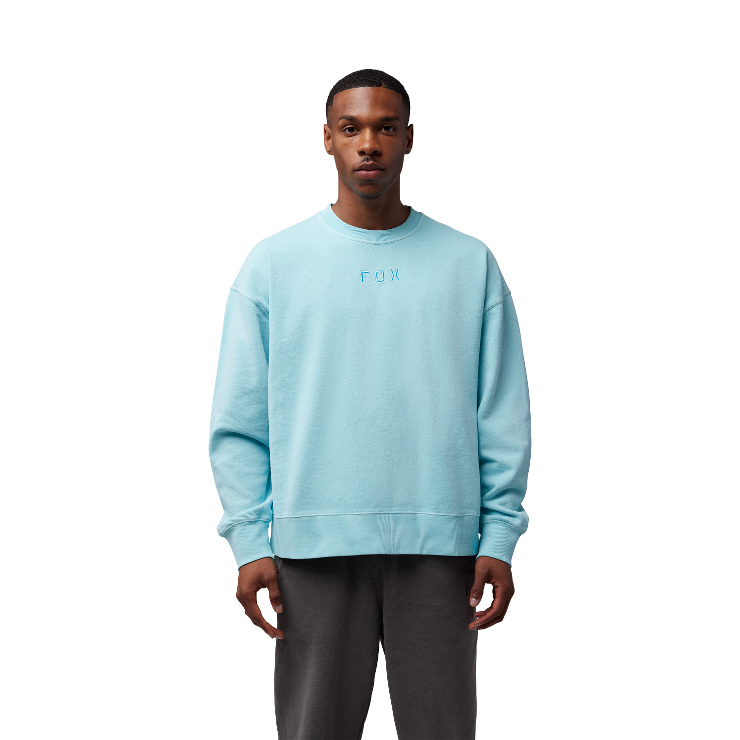 WORDMARK OVERSIZED FLEECE CREW [LT BLU] S