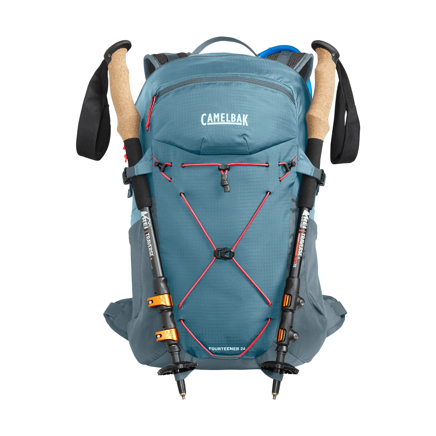 Women's Fourteener 24 100oz, Smoke Blue/Fiery Coral