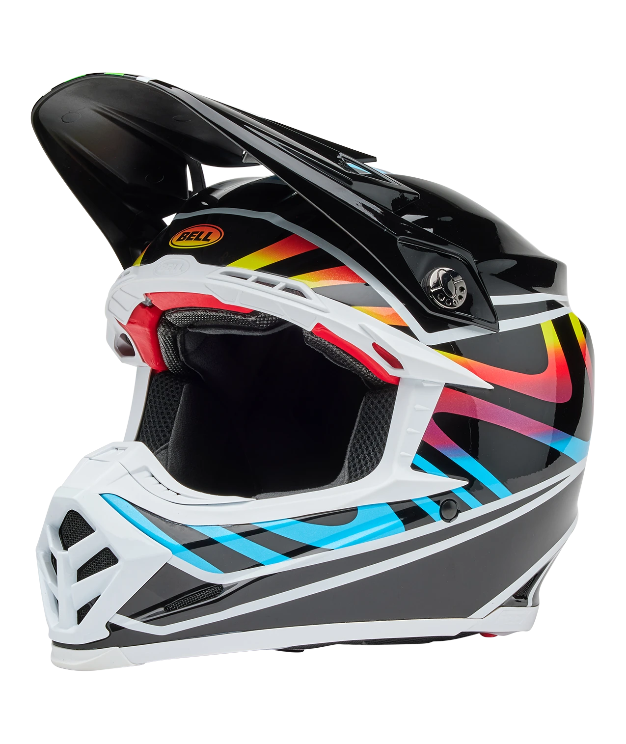 BELL Moto-9S Flex Helm | Matt/Glänzend Rot/Weiß | Mit Flex-Technologie, Magnetischen Wangenpolstern | Größe M