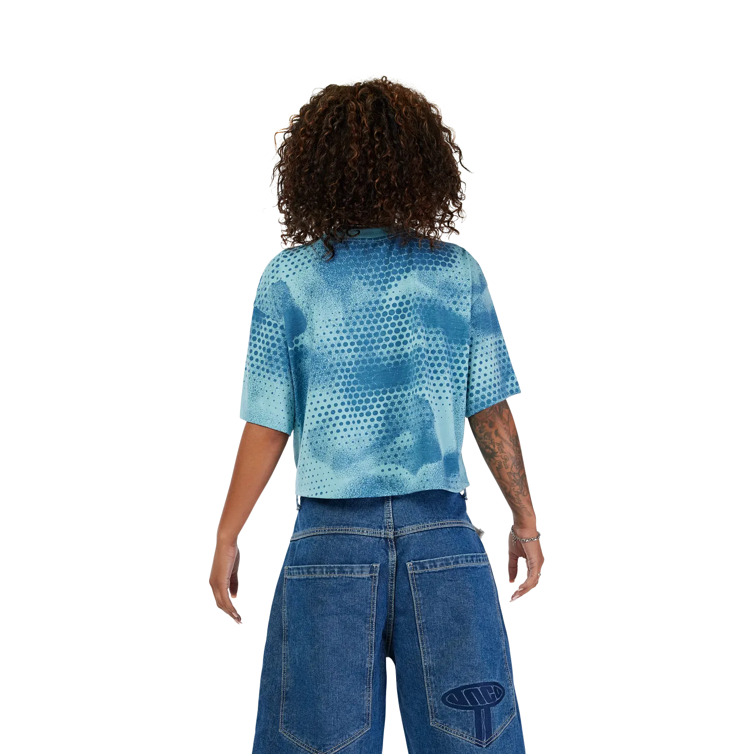 W AOP OVERSIZED CROP TECH TEE 