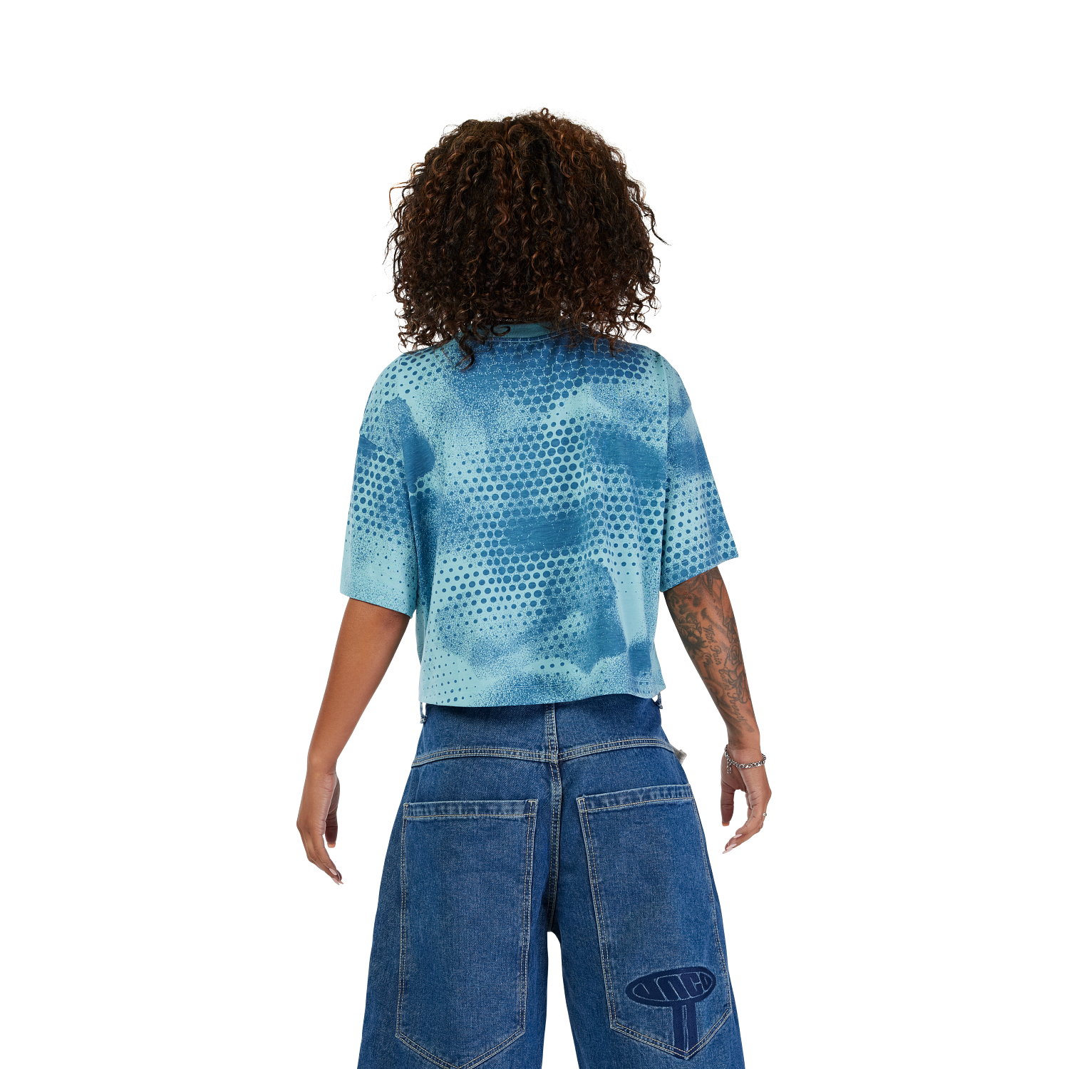 Womens AOP Oversized Crop Tech Tee