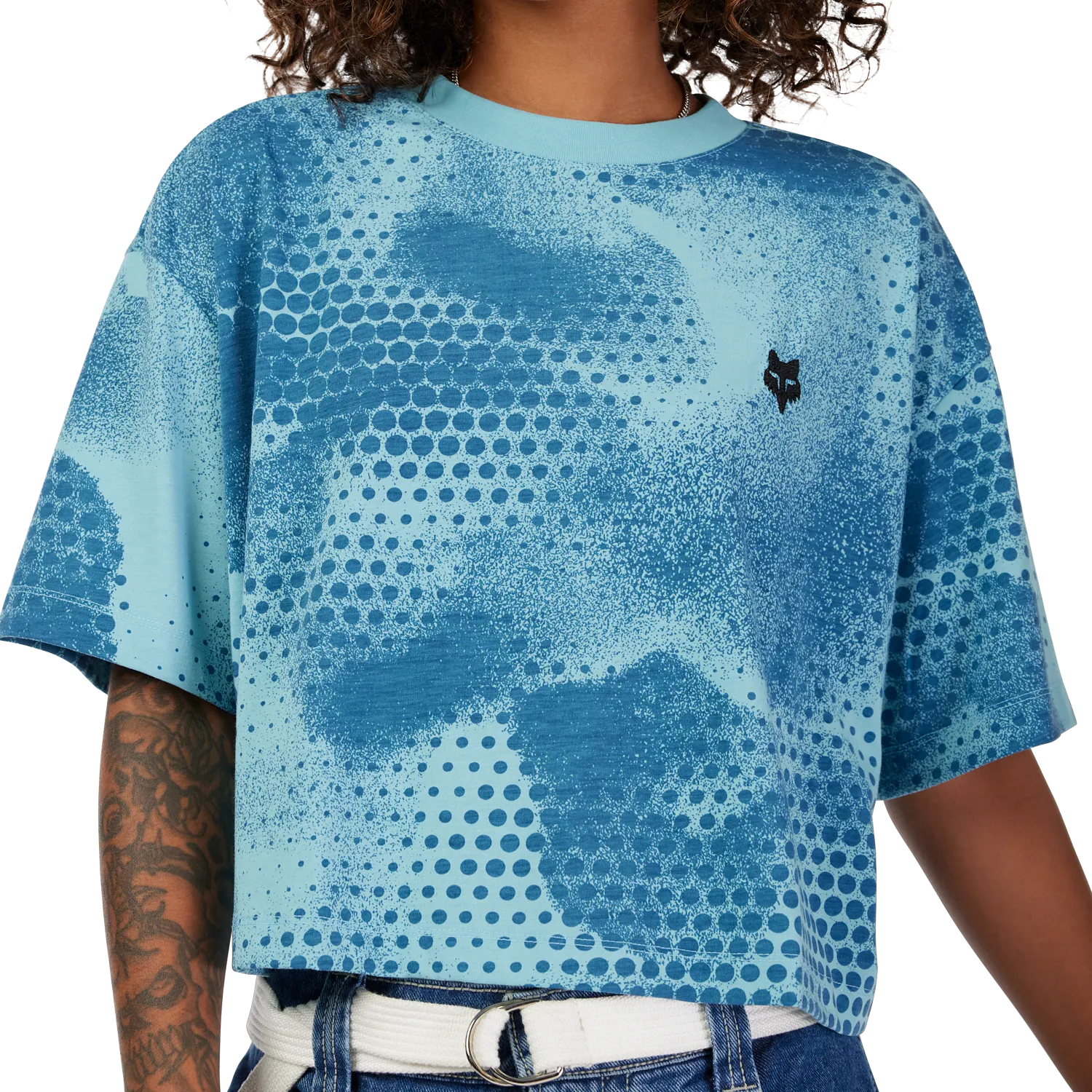 W AOP OVERSIZED CROP TECH TEE 