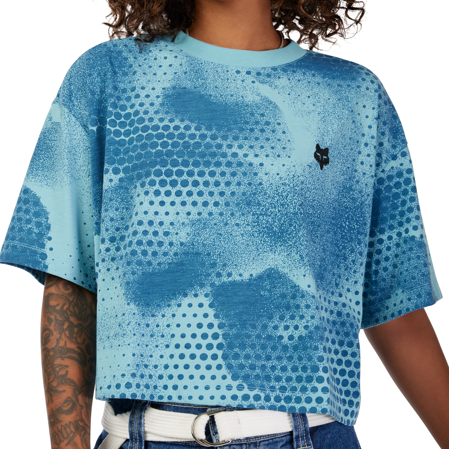 Womens AOP Oversized Crop Tech Tee