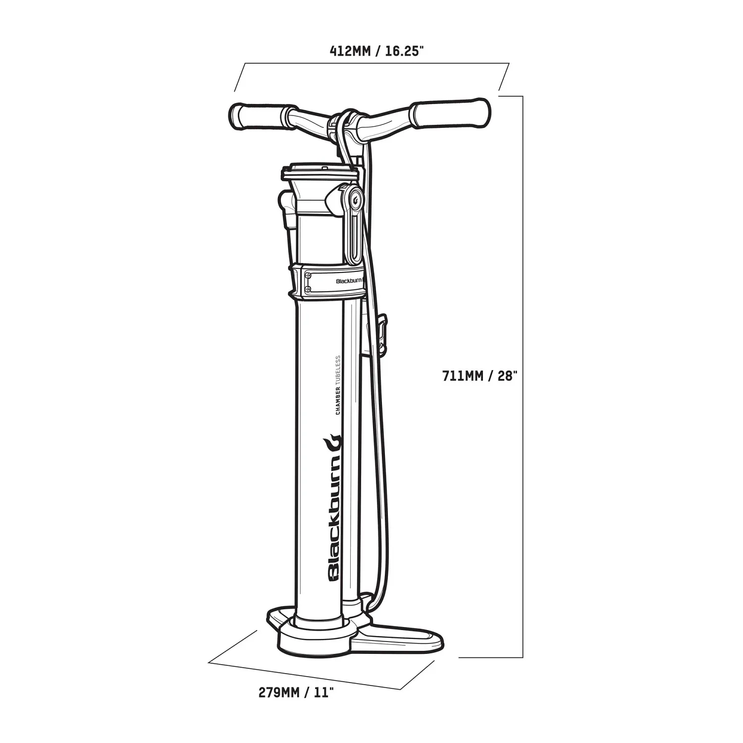 BBN CHAMBER TUBELESS FLOOR PUMP GRY SLV