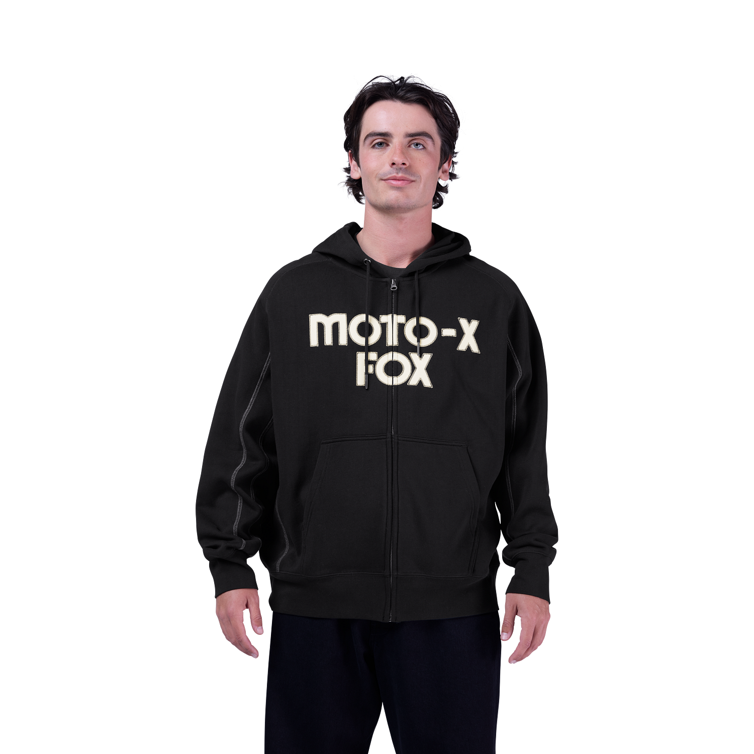 Moto-X oversized h&aelig;ttetr&oslash;je med lynl&aring;s