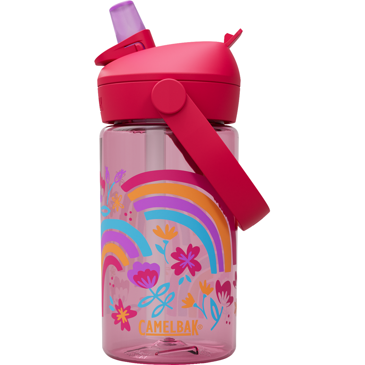 Thrive Flip Straw Kids 14oz, Rainbow Floral