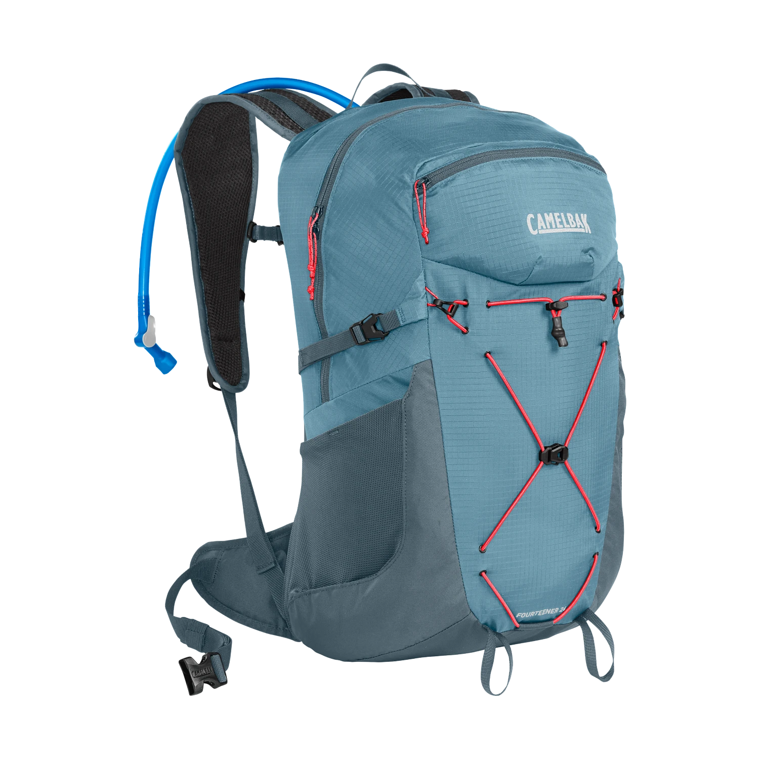 Women's Fourteener 24 100oz, Smoke Blue/Fiery Coral