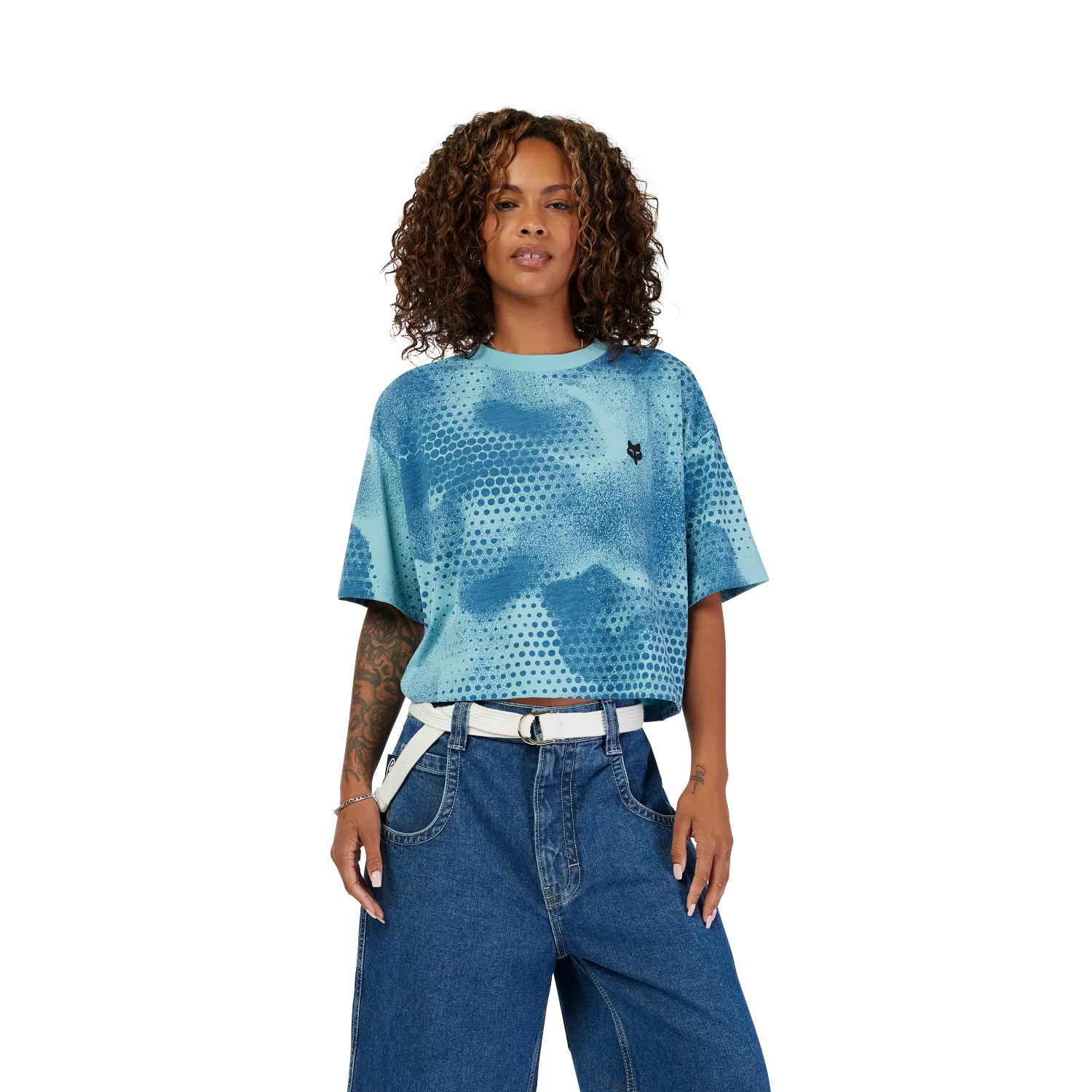 W AOP OVERSIZED CROP TECH TEE 