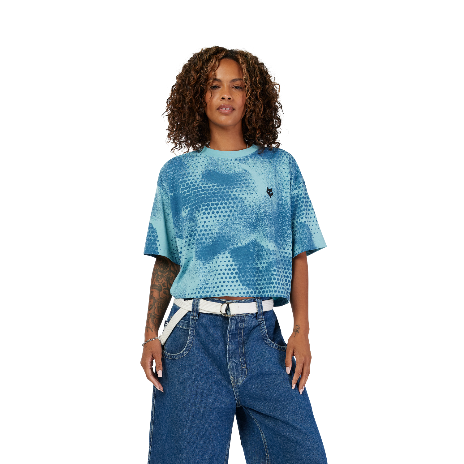 Womens AOP Oversized Crop Tech Tee