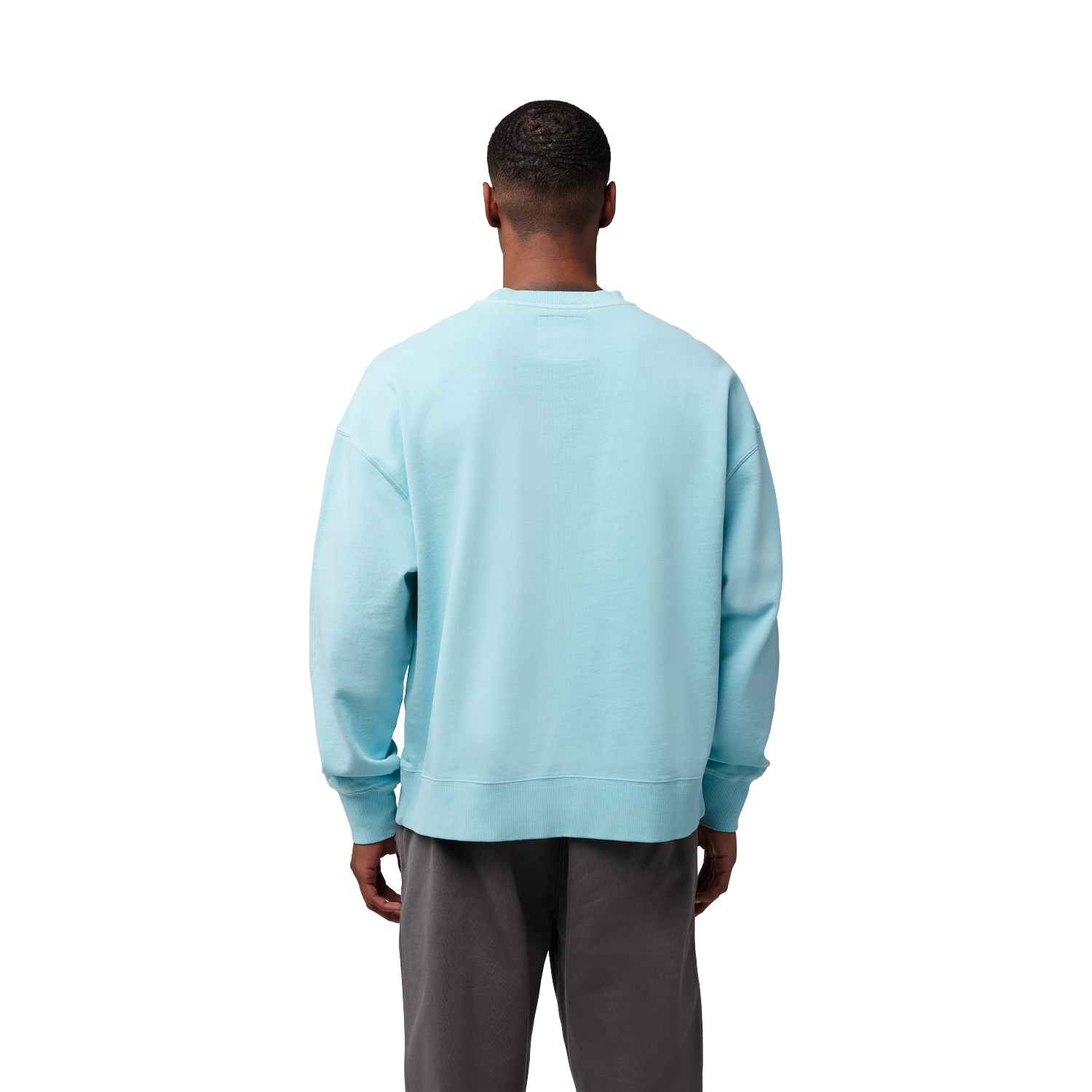 WORDMARK OVERSIZED FLEECE CREW [LT BLU] S