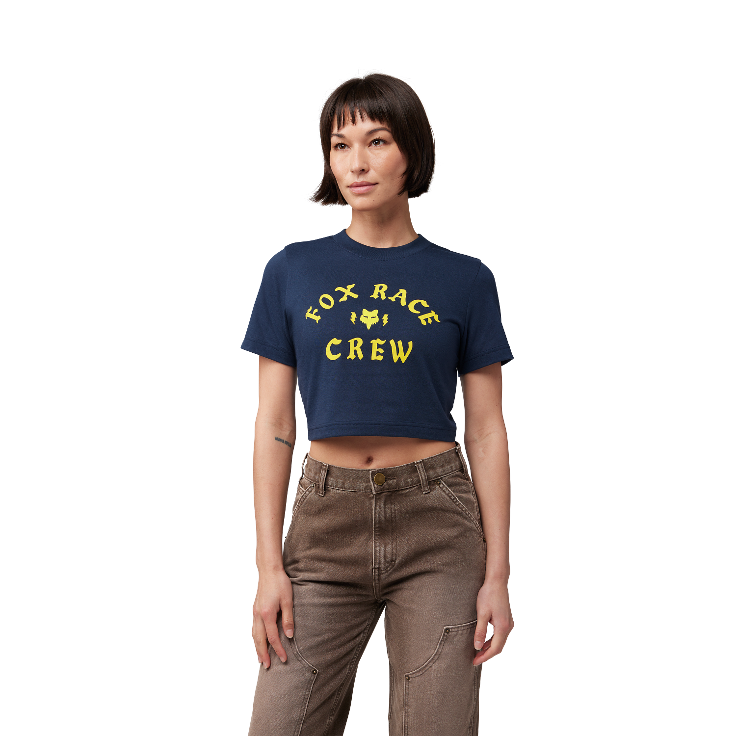 Womens Race Crew Cropped Tee