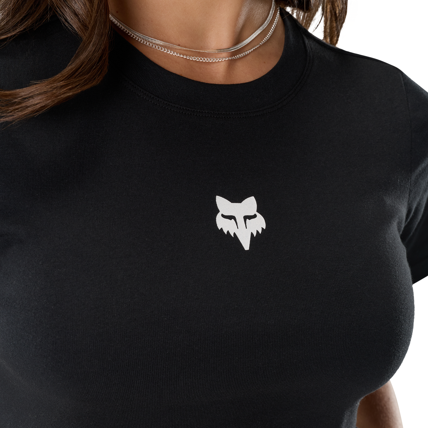 Womens Fox Head Rib Baby Tee