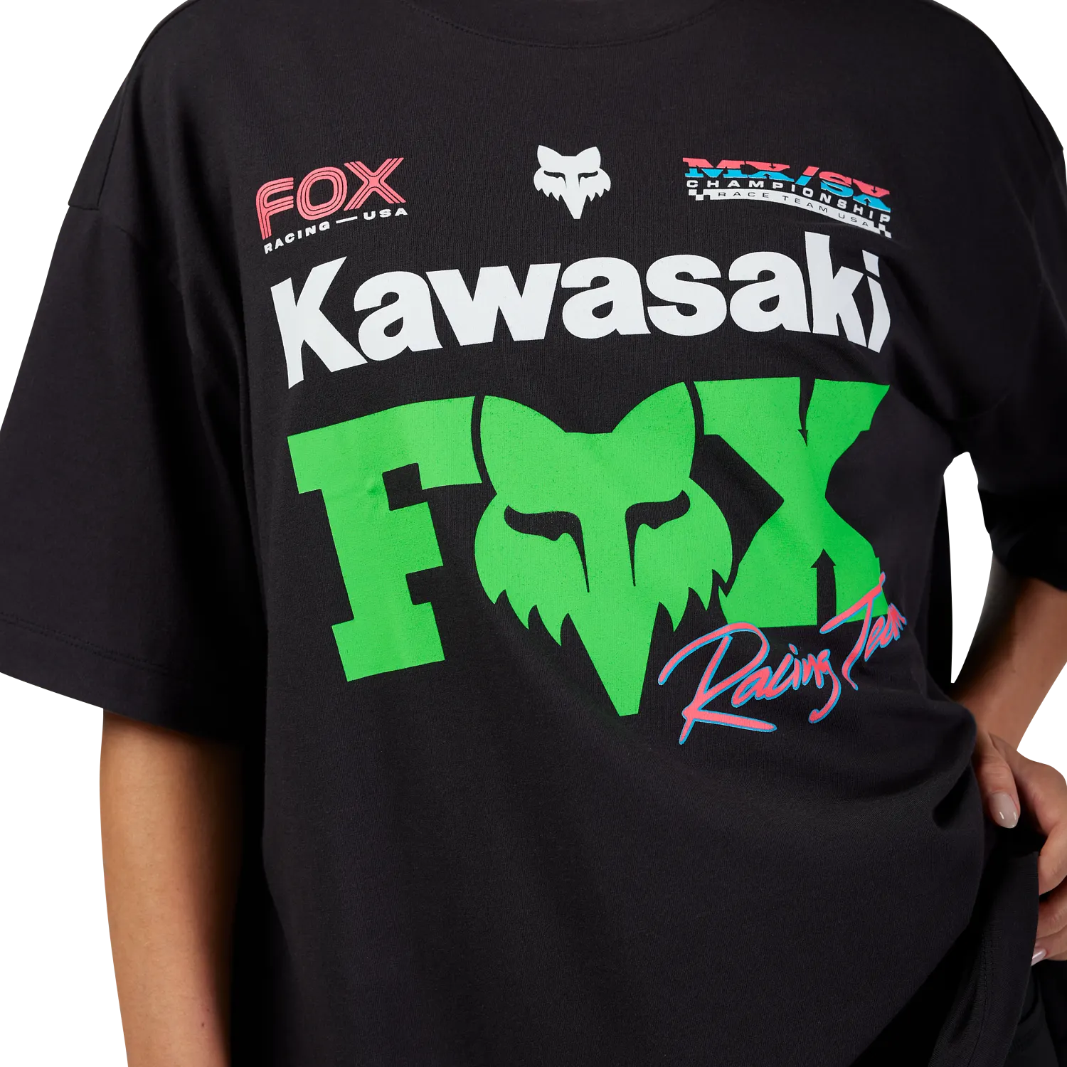 Camiseta feminina Fox x Kawasaki extragrande