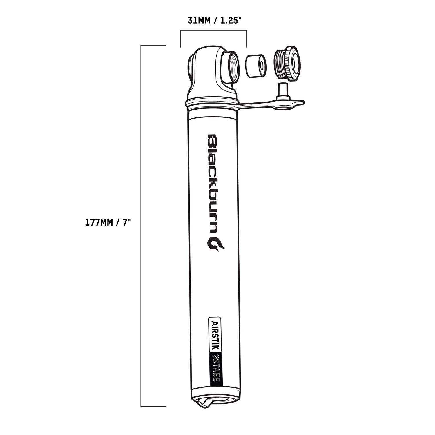 BBN AIRSTIK 2STAGE MINI PUMP SLVR